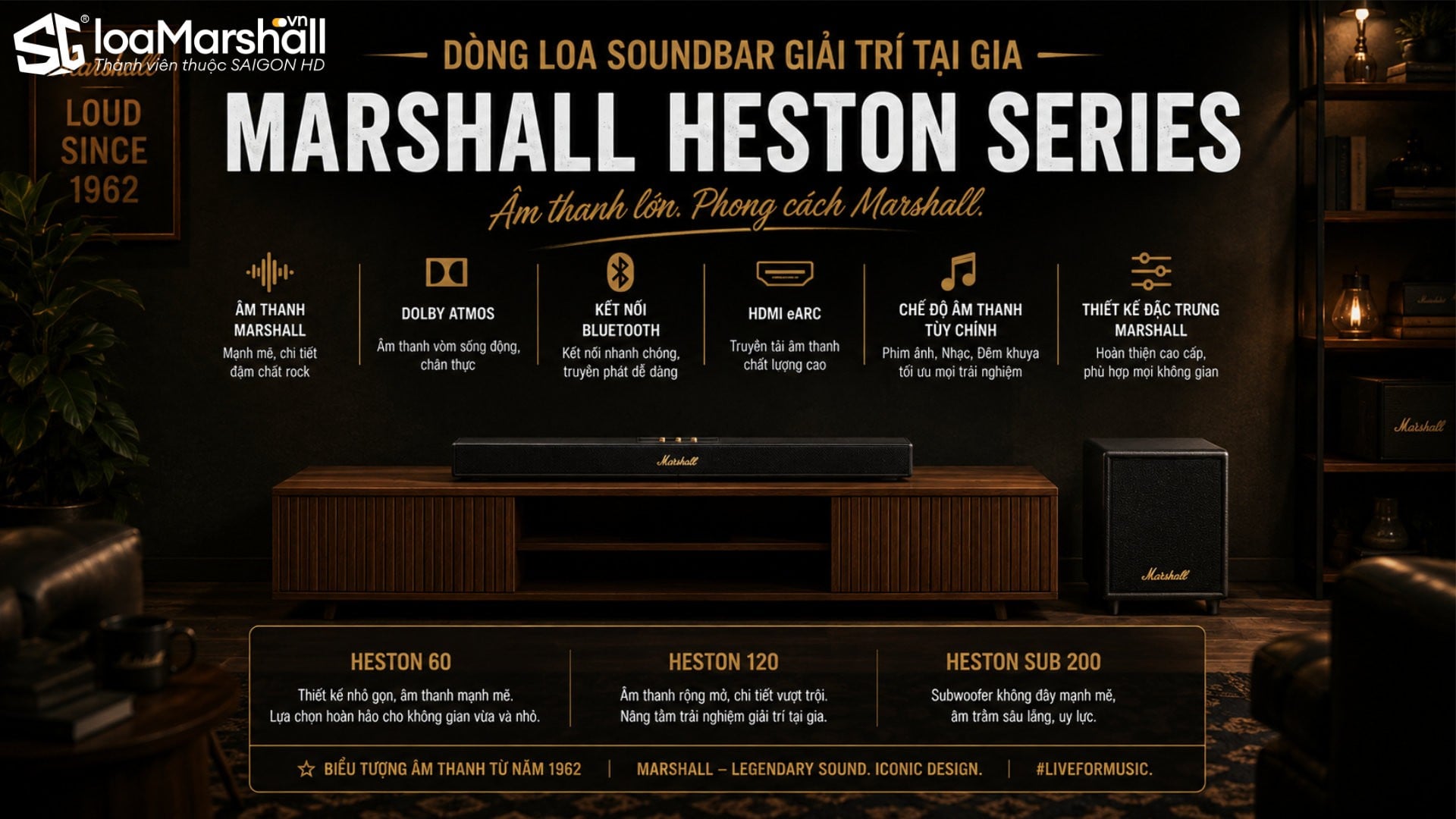 Marshall SoundBar - Dòng loa SoundBar giải trí tại gia Marshall với Heston 60, Heston 120 và Heston Sub 200