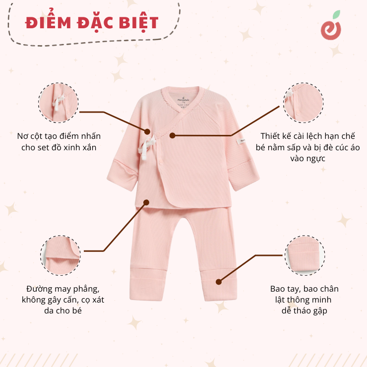 Bộ dài tay bé gái vải thun tăm, phong cách kimono