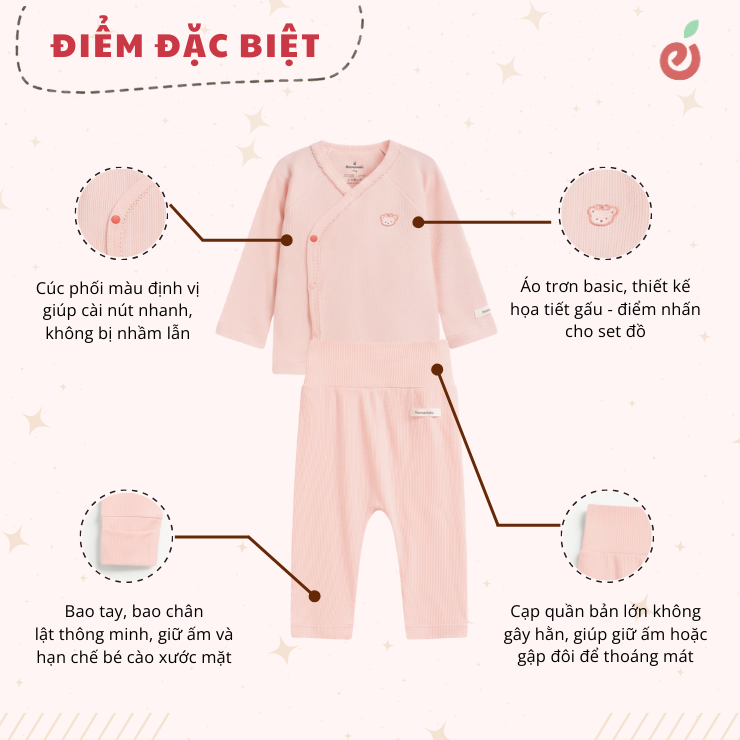 Bộ dài tay bé gái cài lệch cạp quần cao Mamacheri