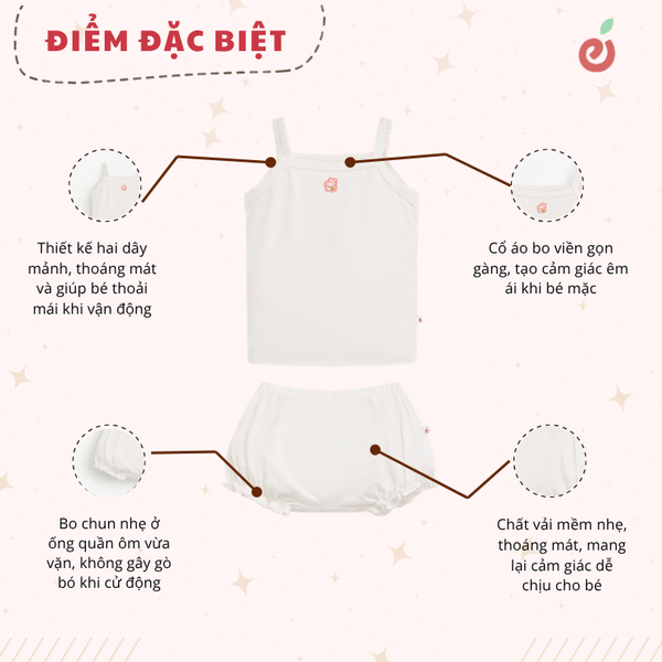 Bộ ba lỗ bé gái thoáng mát, dễ vận động