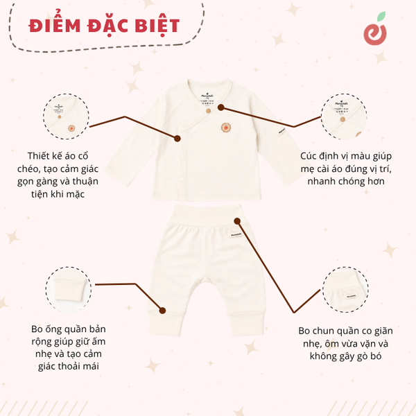 Bộ dài tay có tất cài lệch unisex