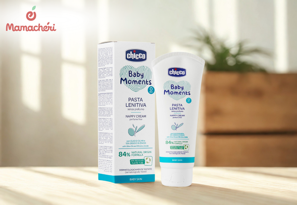 Kem chống hăm Chicco với chiết xuất bơ hạt mỡ lành tính cho da nhạy cảm.