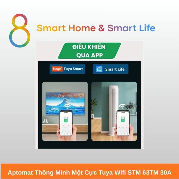 Aptomat Thông Minh một cực Tuya Wifi 30A - 8Matter - SmartHome