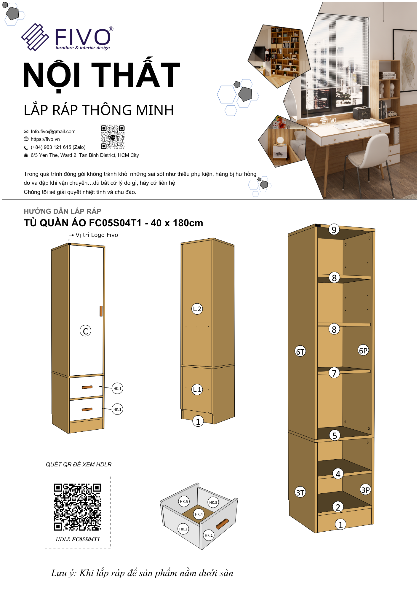 Hướng Dẫn Lắp Ráp Tủ Quần Áo FC05, Tủ Đồ Gấp FIVO