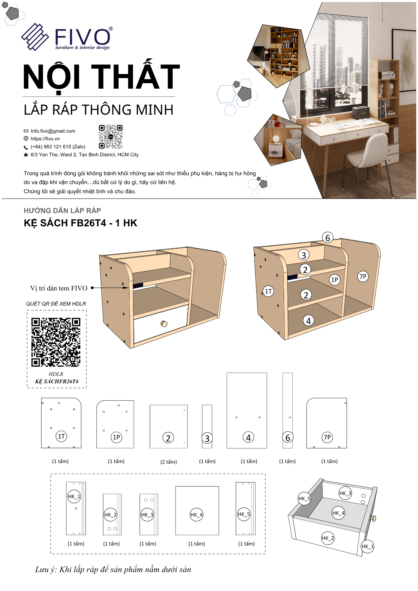 Hướng dẫn lắp ráp Kệ Sách Để Bàn FB26 Ngang 40cm, 1 Hộc FIVO