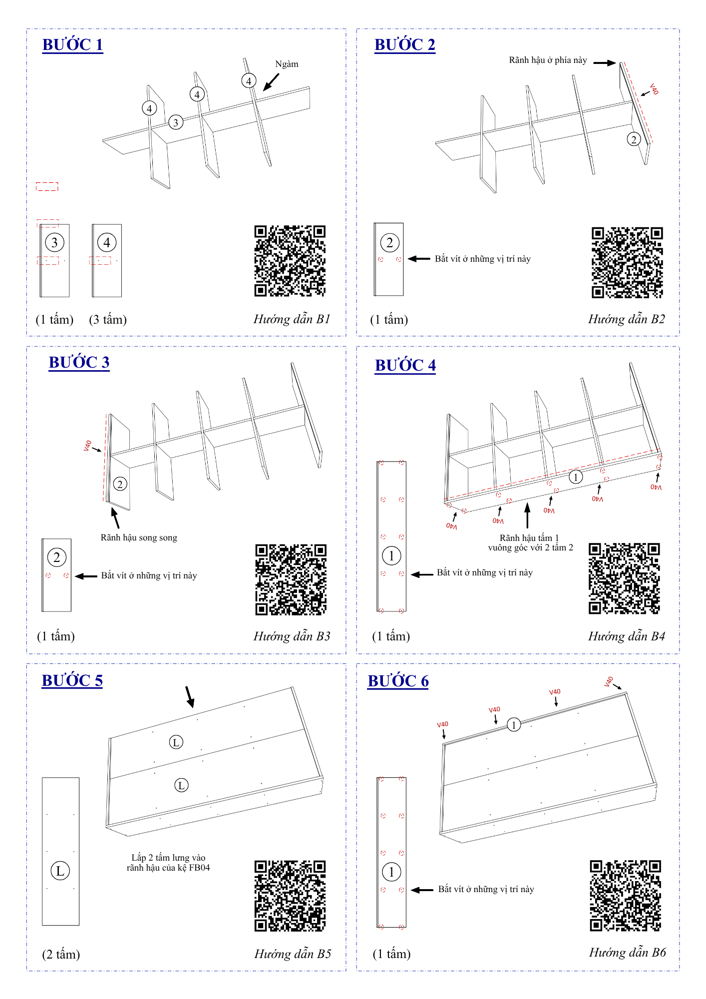 Hướng dẫn lắp ráp Kệ Sách Tổ Ong FB04, 8 Ô FIVO