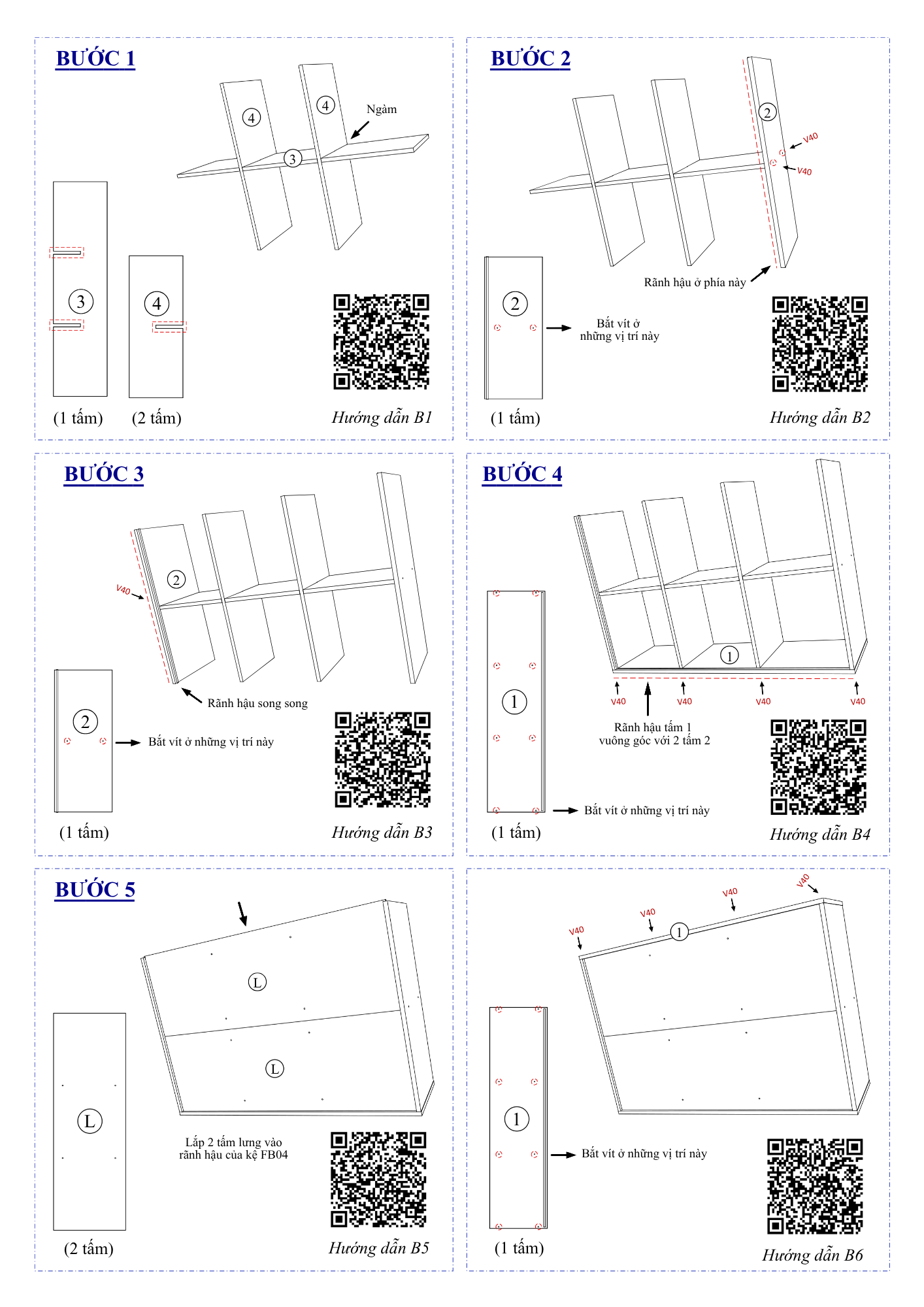 Hướng dẫn lắp ráp Kệ Sách Tổ Ong FB04, 8 Ô FIVO