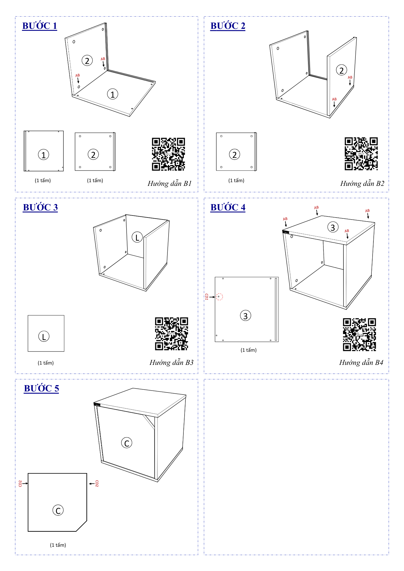 Hướng dẫn lắp ráp Kệ Sách Tổ Ong FB02, Có Cửa FIVO
