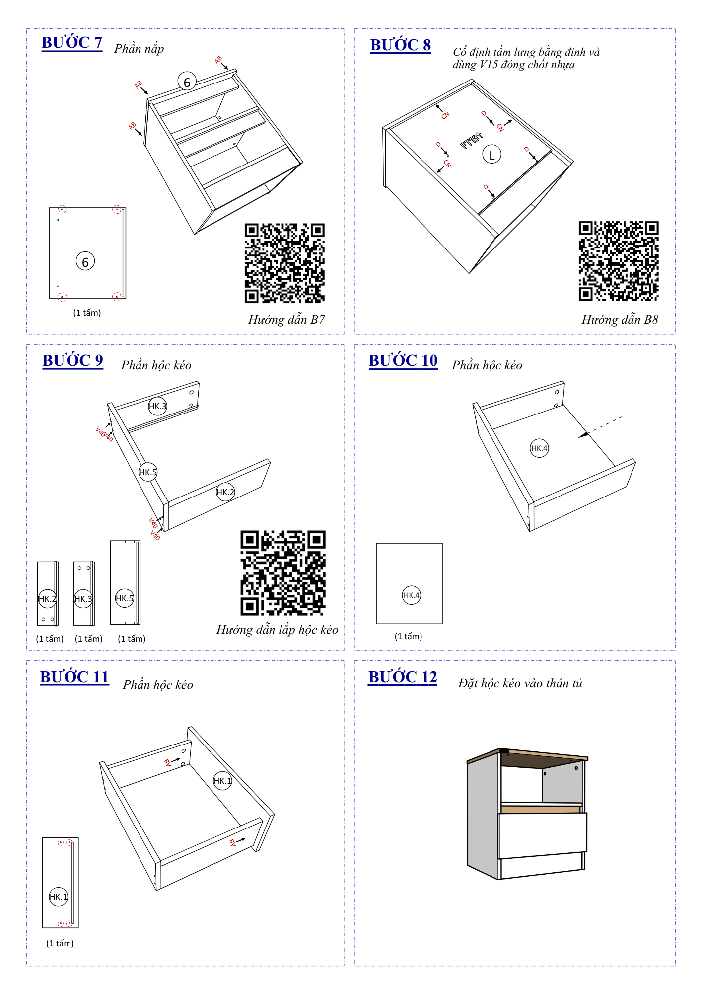 Hướng dẫn lắp ráp Tủ Đầu Giường FT18, 1 Hộc FIVO