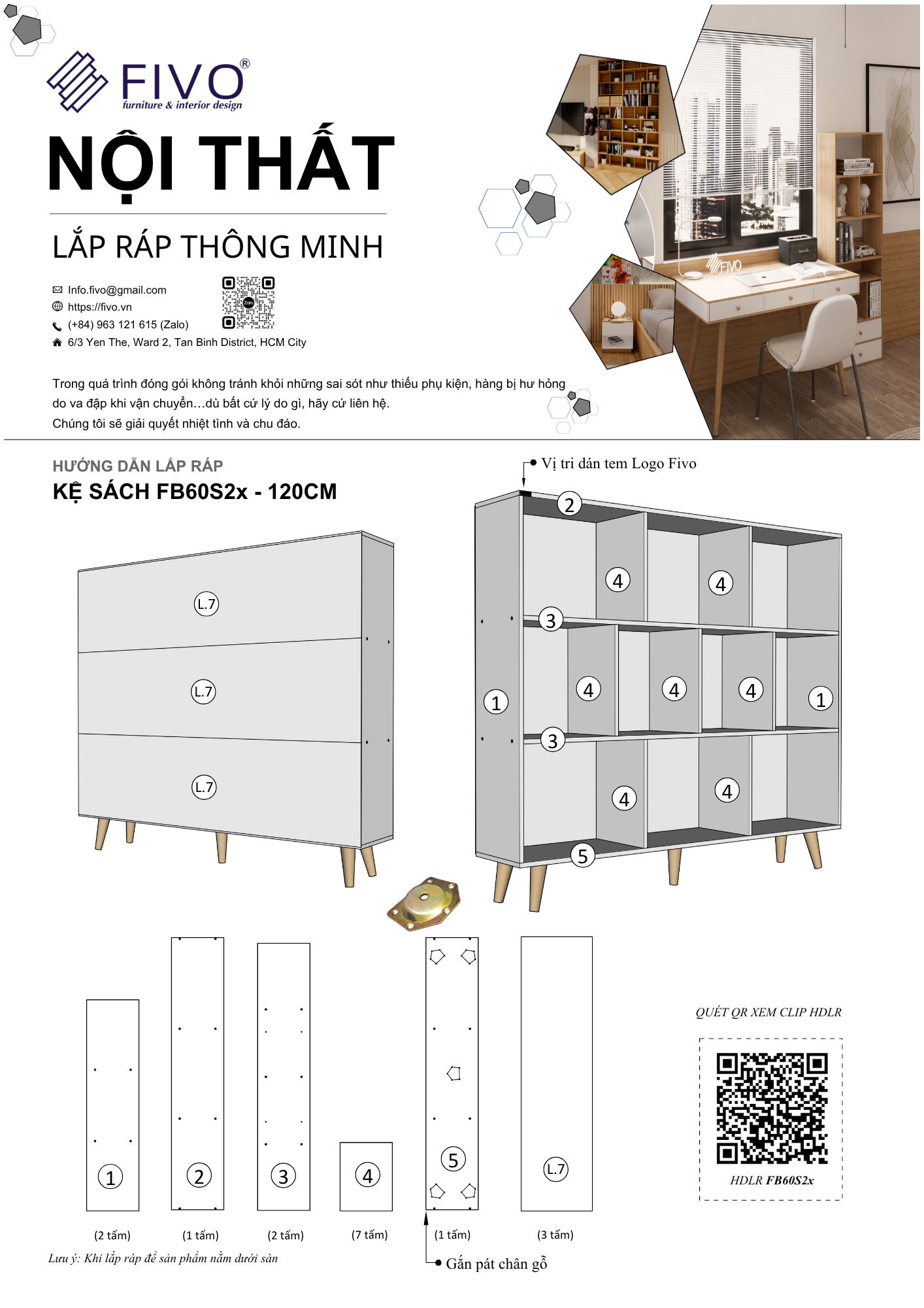 Hướng Dẫn Lắp Ráp Kệ Sách FB60 FIVO 120cm