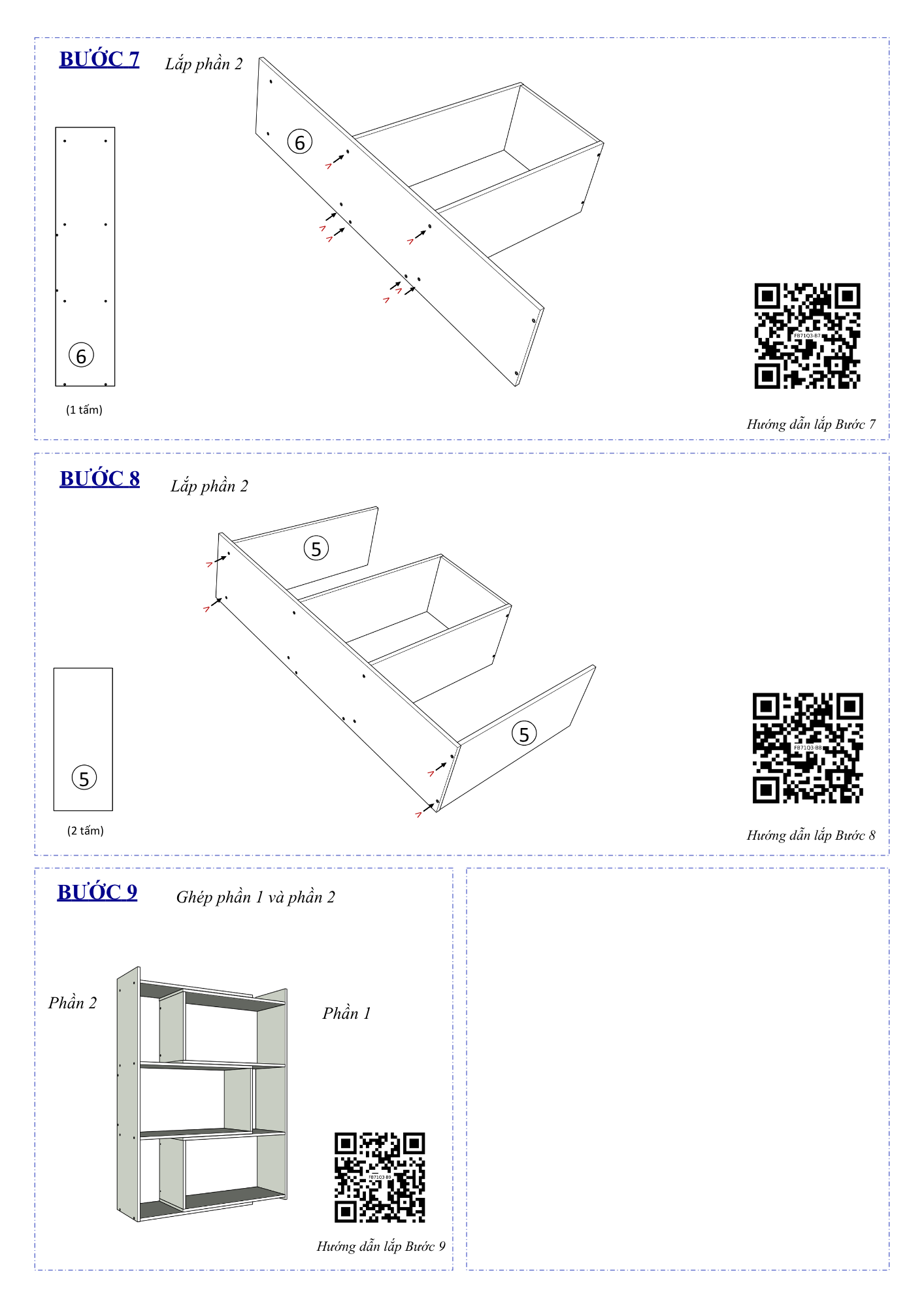 Hướng dẫn lắp ráp Kệ Sách Cho Bé FB71 3 Tầng Ngang 60cm Không Cửa FIVO