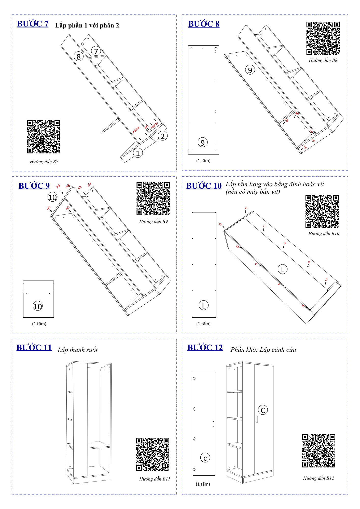 Hướng Dẫn Lắp Ráp Tủ Quần Áo Gỗ FC06 FIVO Đồ Treo Một Cửa