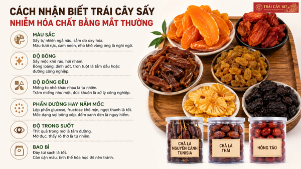 Cách nhận biết trái cây sấy nhiễm hóa chất bằng mắt thường