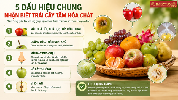 5 dấu hiệu chung nhận biết trái cây bị tẩm hóa chất