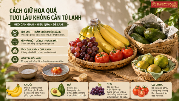 Cách giữ hoa quả tươi lâu không cần dùng đến tủ lạnh