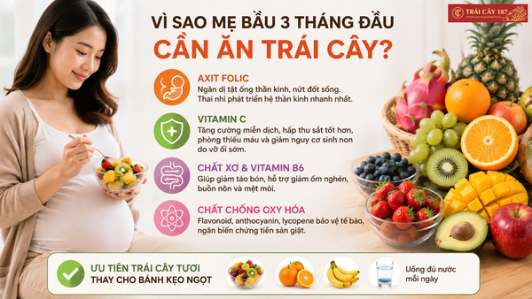 Vì sao mẹ bầu 3 tháng đầu cần ăn trái cây?