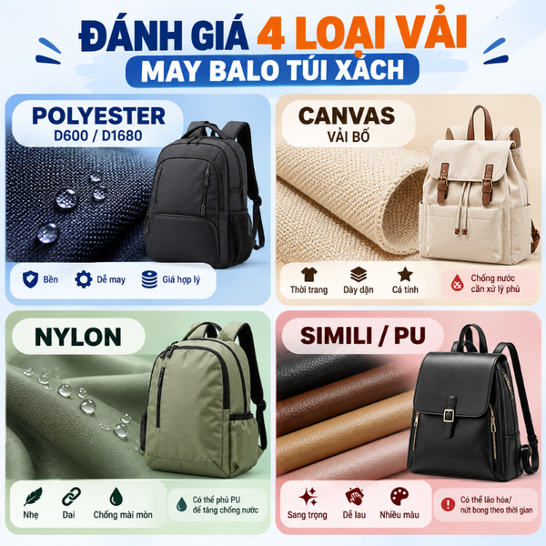 các loại vải may balo túi xách