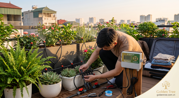 Kiểm tra hệ thống tưới cây trước khi đi du lịch