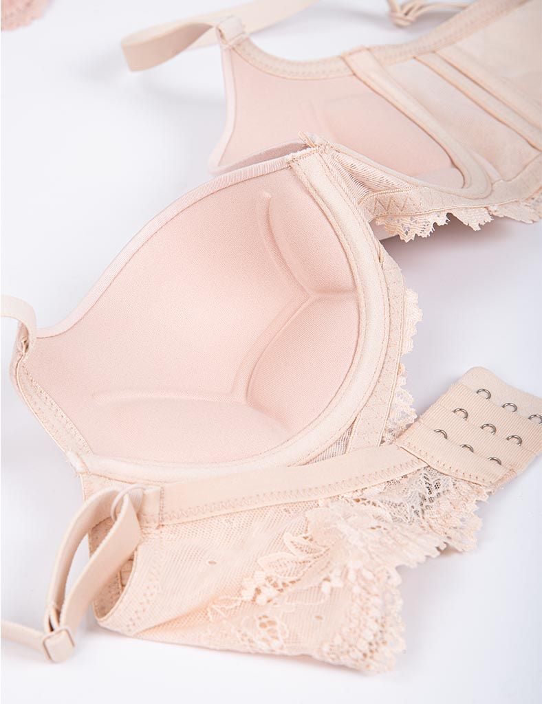 Áo ngực nữ iBasic có gọng mút mỏng cúp trơn phối thân ren - BRAW136