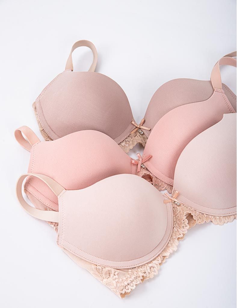 Áo ngực nữ iBasic có gọng mút mỏng cúp trơn phối thân ren - BRAW136