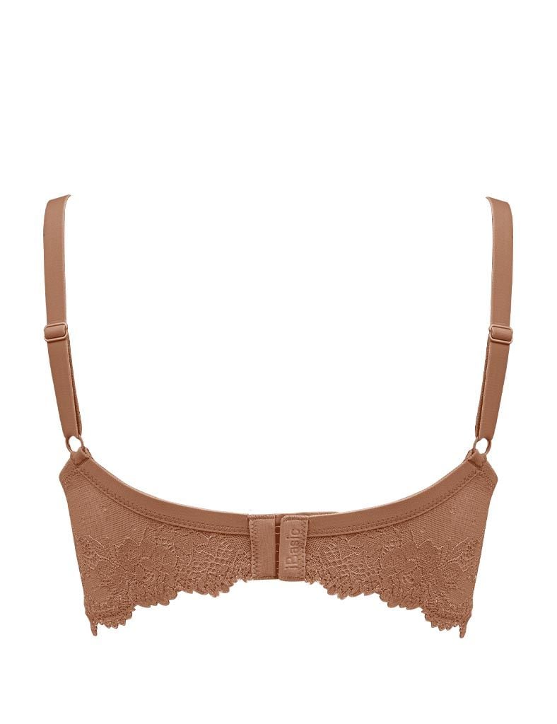 Áo ngực nữ iBasic có gọng mút mỏng cúp trơn phối thân ren - BRAW136