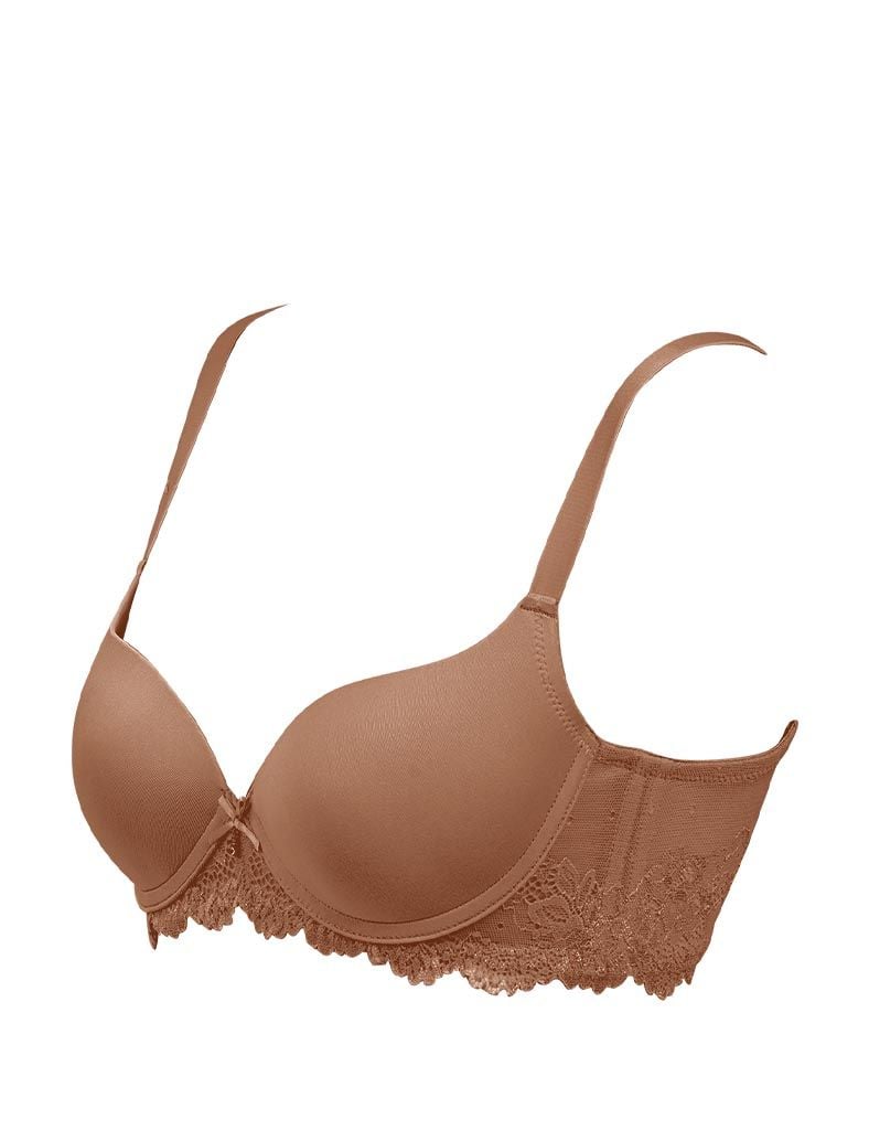 Áo ngực nữ iBasic có gọng mút mỏng cúp trơn phối thân ren - BRAW136