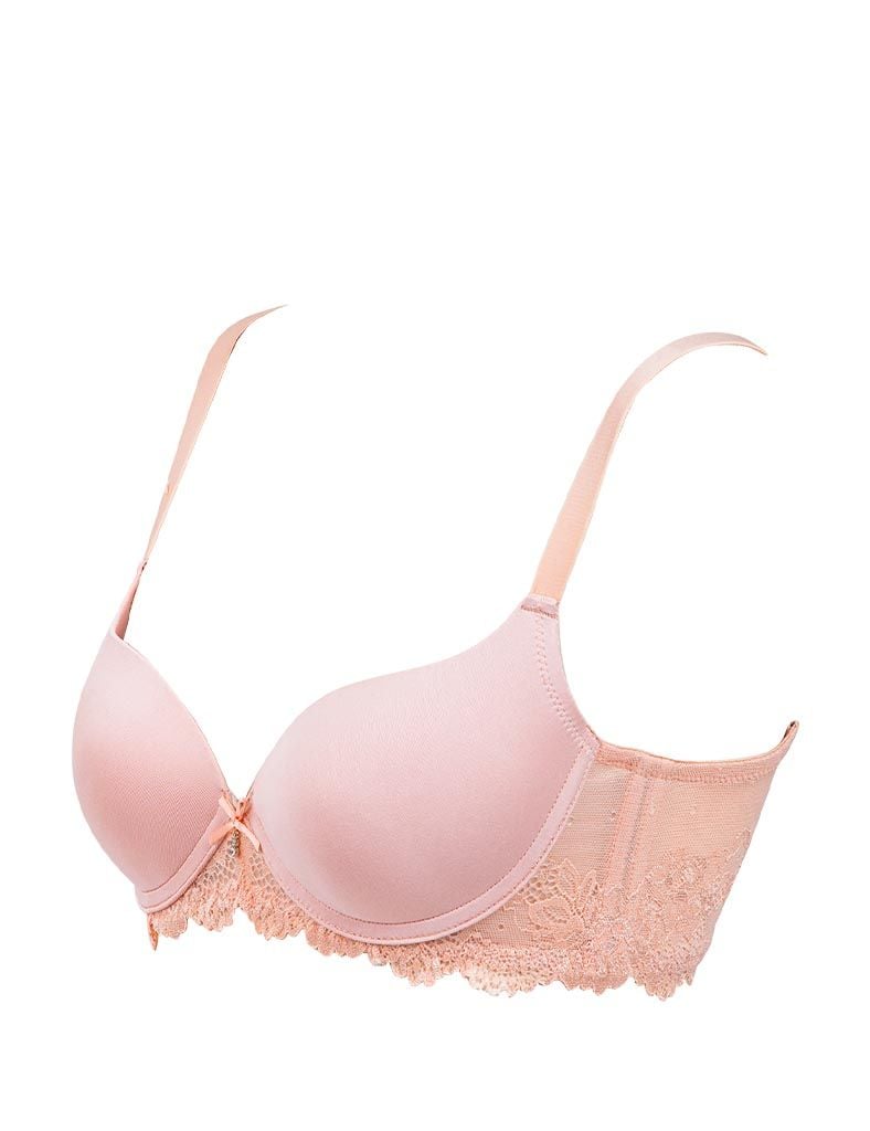 Áo ngực nữ iBasic có gọng mút mỏng cúp trơn phối thân ren - BRAW136