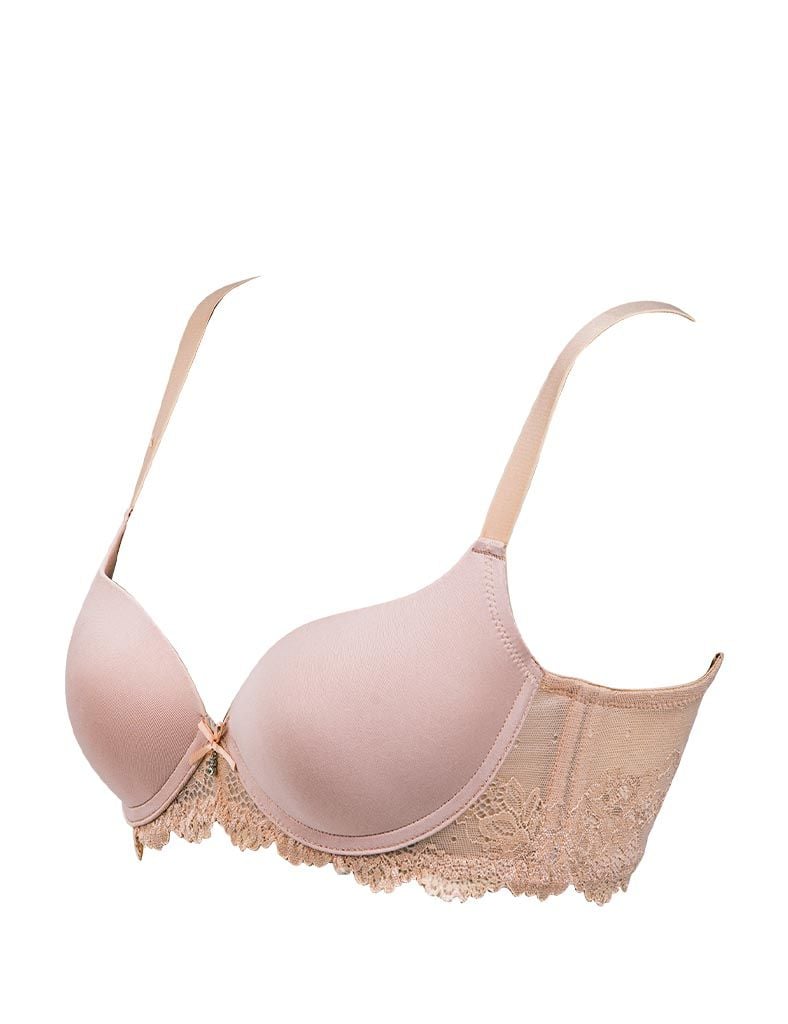 Áo ngực nữ iBasic có gọng mút mỏng cúp trơn phối thân ren - BRAW136