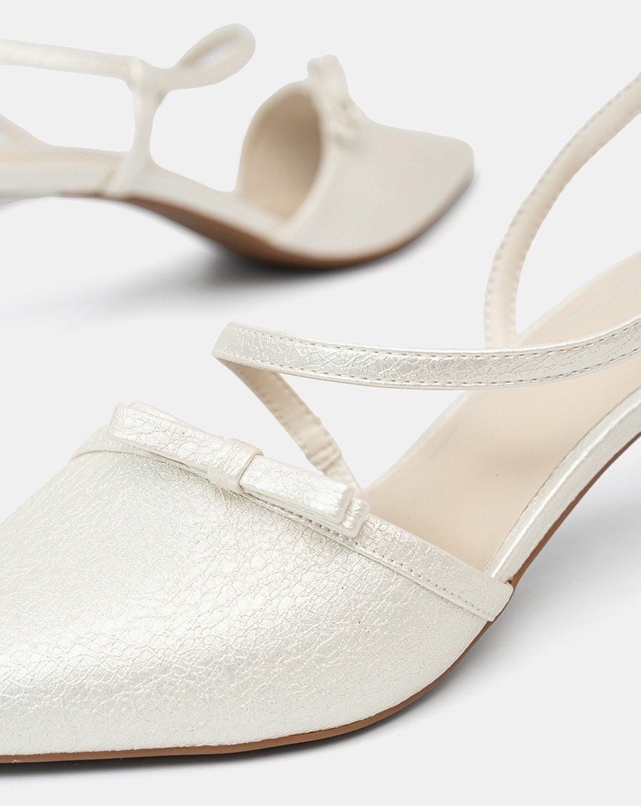 Giày Cao Gót Slingback Phối Nơ Trang Trí