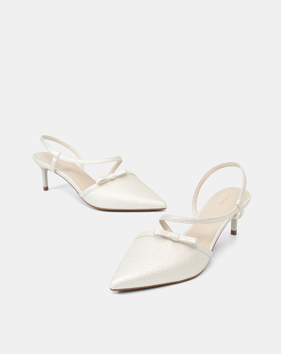 Giày Cao Gót Slingback Phối Nơ Trang Trí