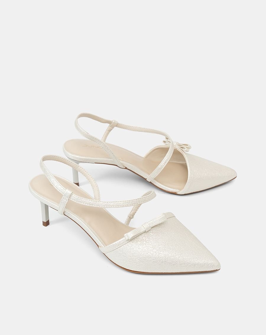 Giày Cao Gót Slingback Phối Nơ Trang Trí