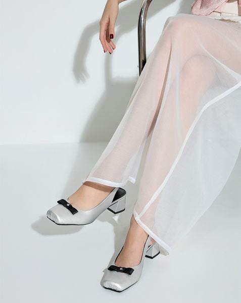 Giày Cao Gót Slingback Mũi Vuông
