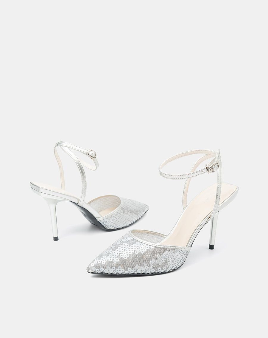 Giày Cao Gót Phối Liệu Sequin