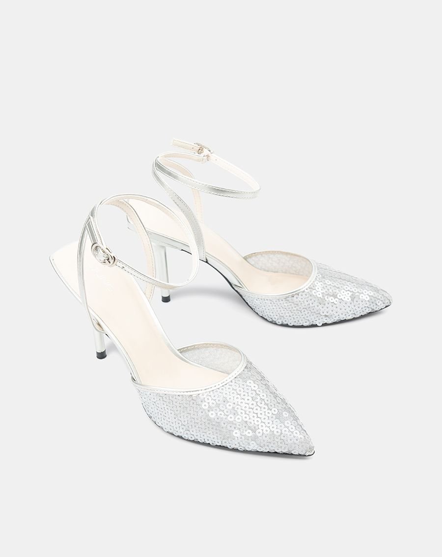 Giày Cao Gót Phối Liệu Sequin