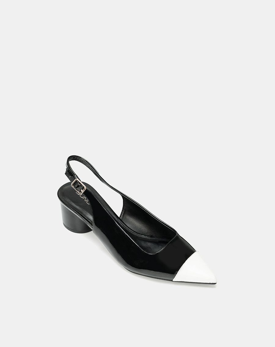 Giày Cao Gót Slingback Mũi Nhọn Phối Toecap