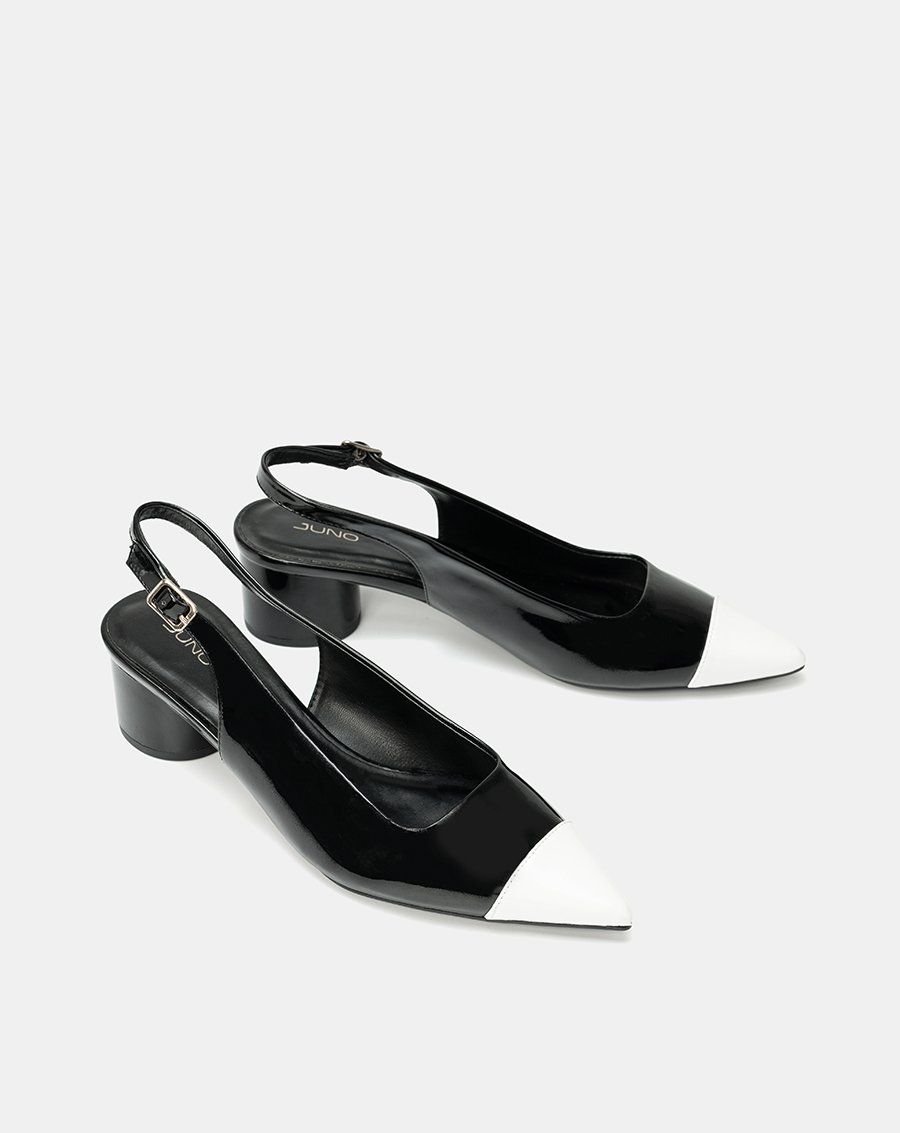 Giày Cao Gót Slingback Mũi Nhọn Phối Toecap