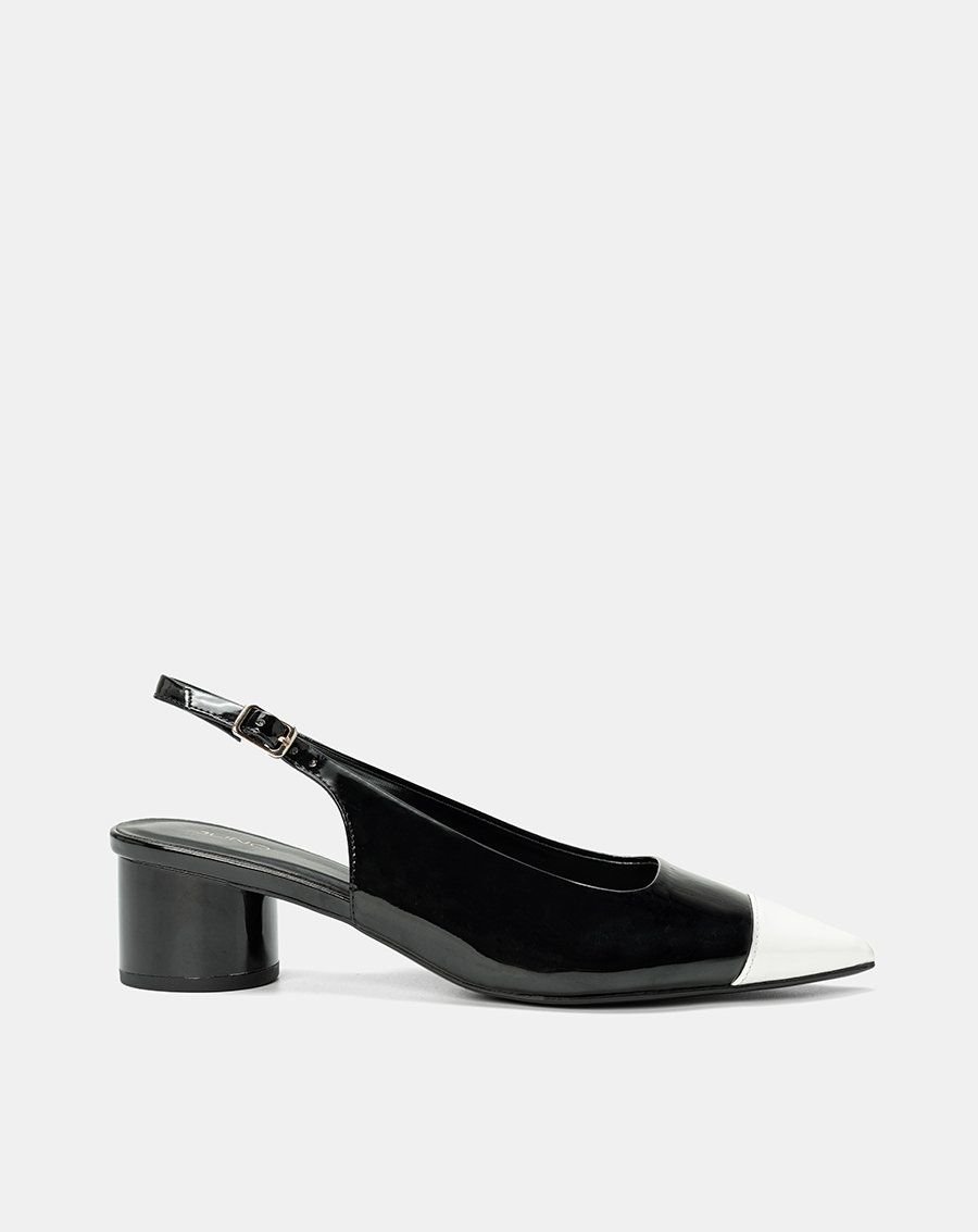 Giày Cao Gót Slingback Mũi Nhọn Phối Toecap