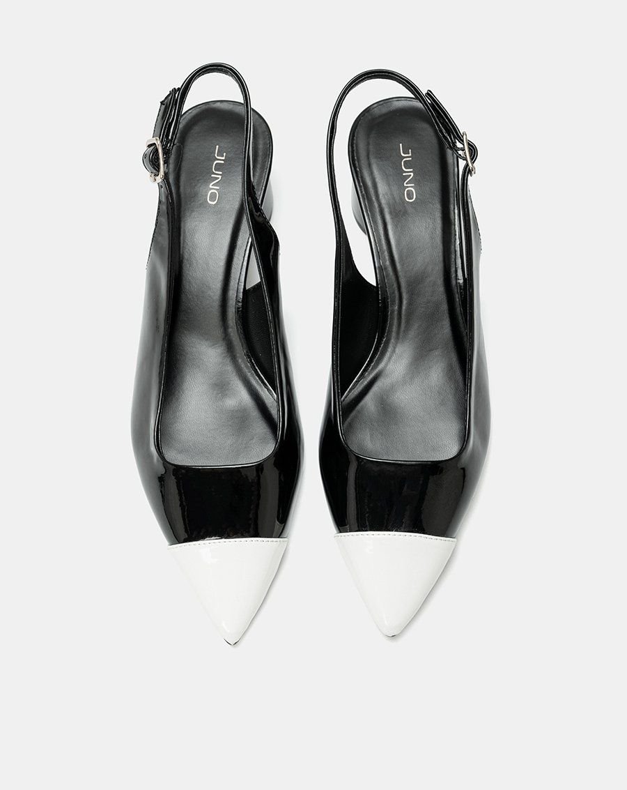 Giày Cao Gót Slingback Mũi Nhọn Phối Toecap