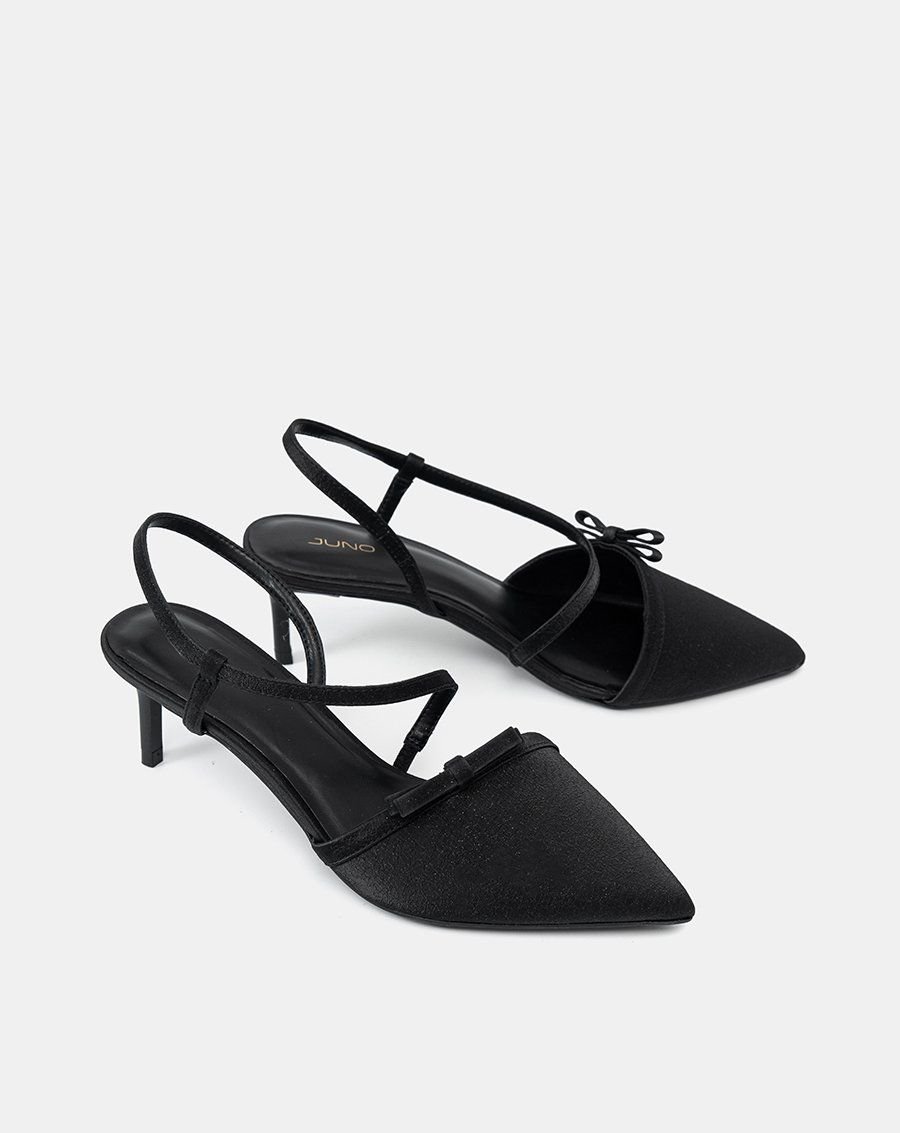 Giày Cao Gót Slingback Phối Nơ Trang Trí