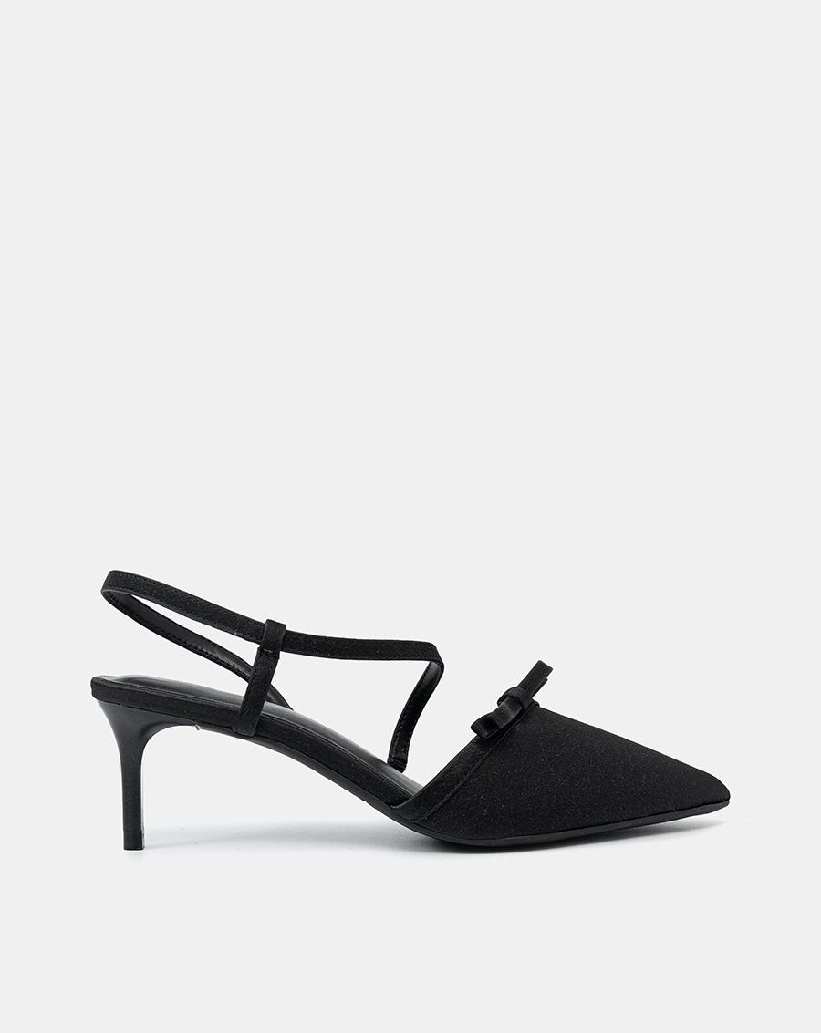 Giày Cao Gót Slingback Phối Nơ Trang Trí