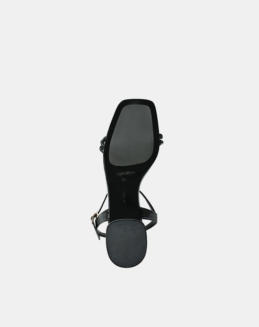 Giày Sandal Gót Thấp Phối Hai Quai Xoắn