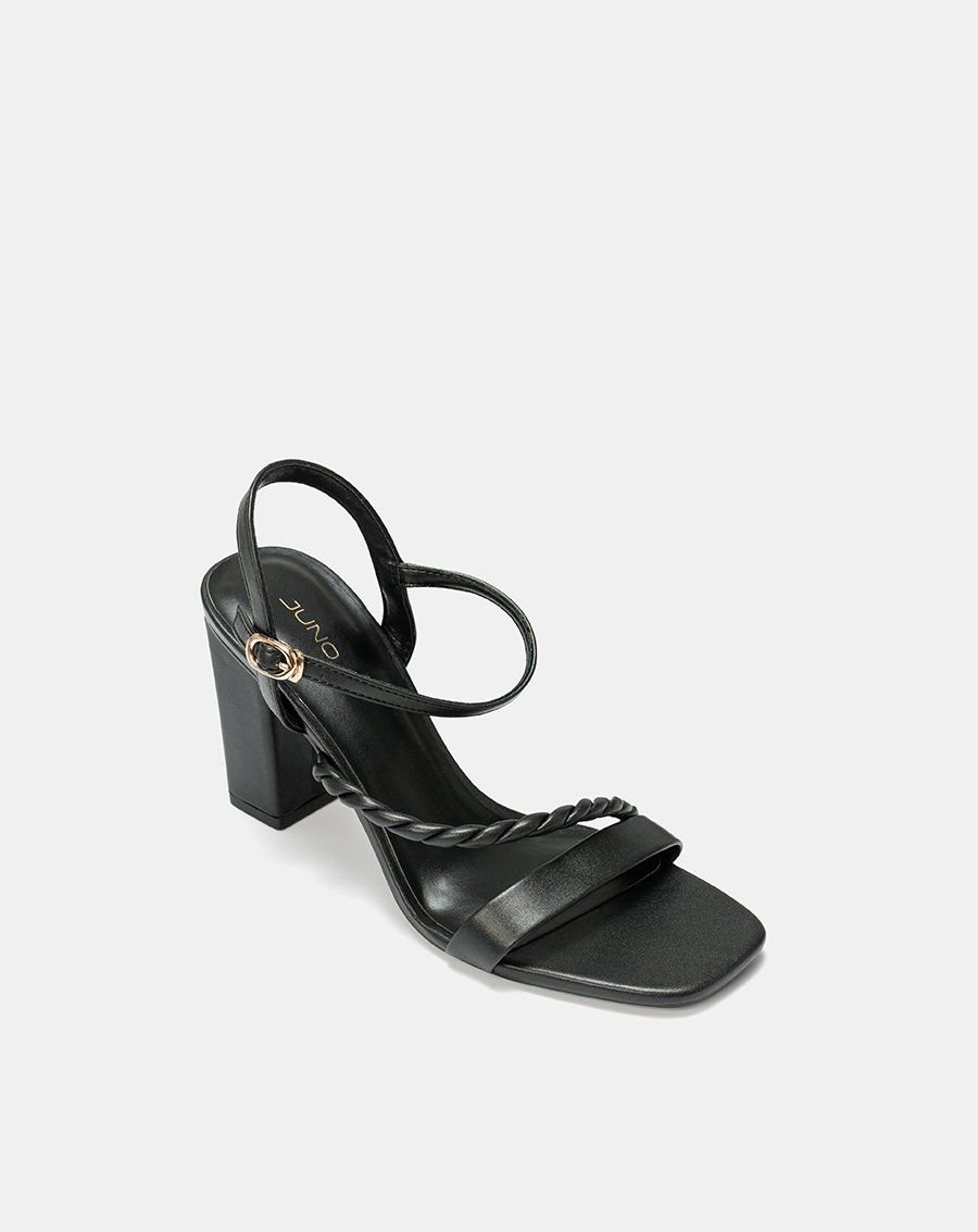Giày Sandal Gót Cao Phối Quai Xoắn