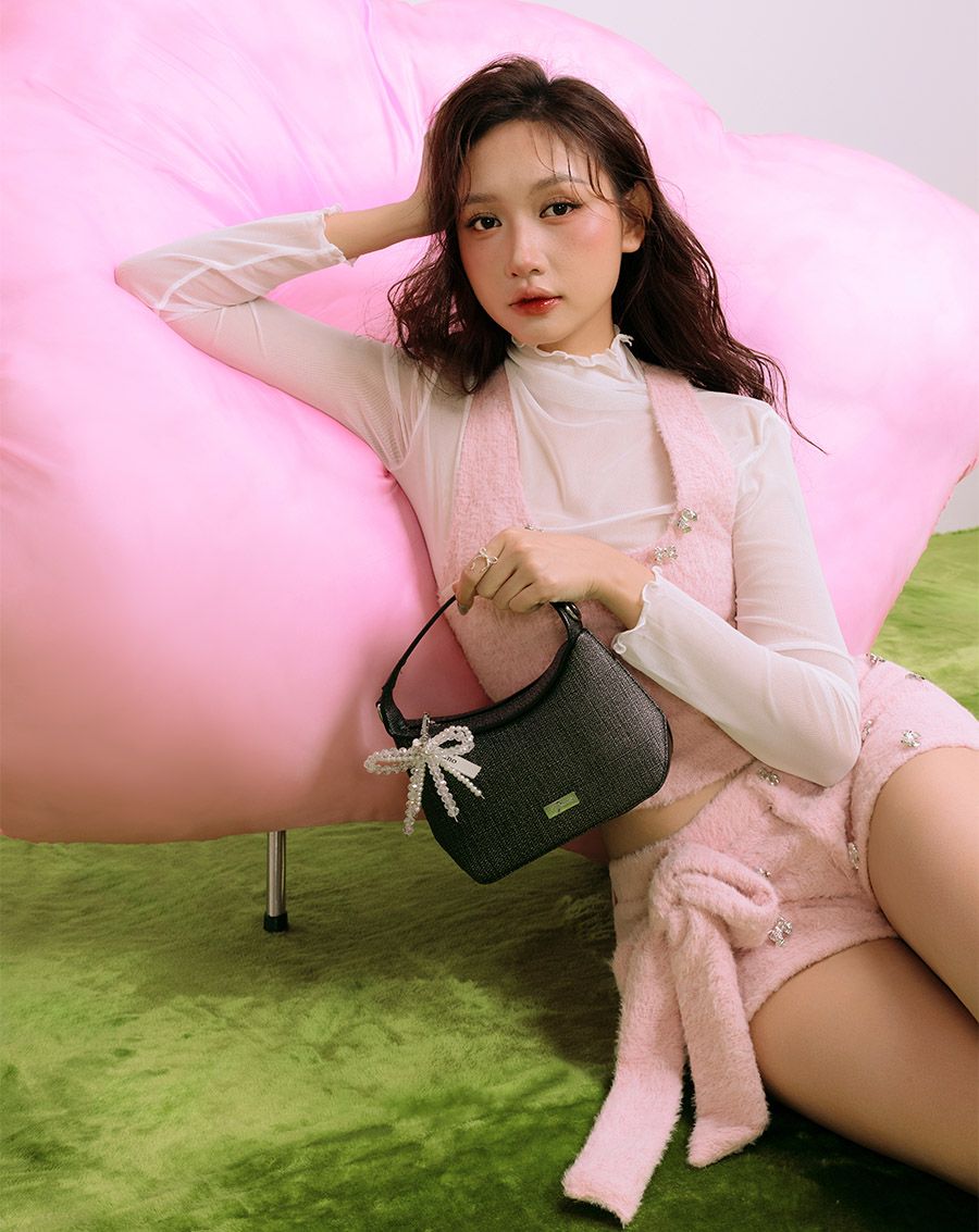 Túi Xách Nhỏ Top Handle Trang Trí Charm Nơ