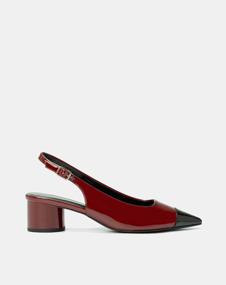 Giày Cao Gót Slingback Mũi Nhọn Phối Toecap