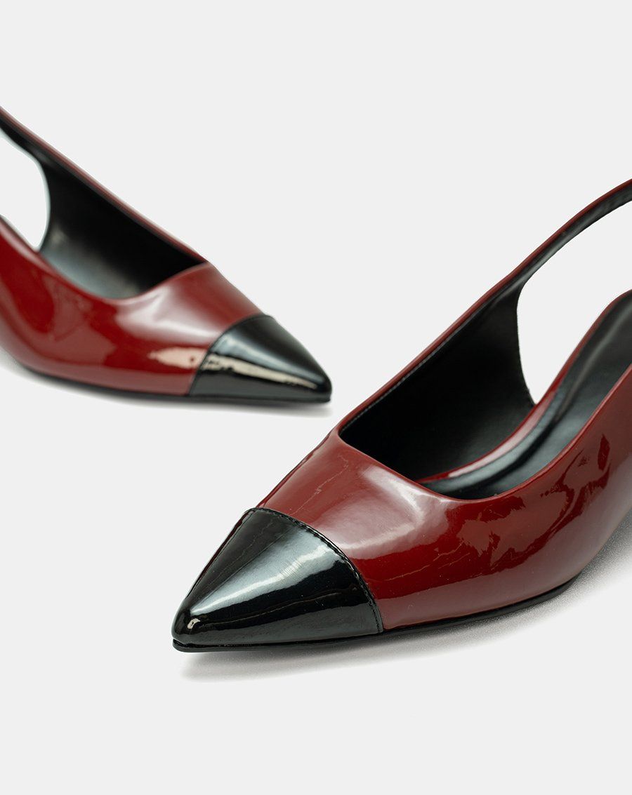 Giày Cao Gót Slingback Mũi Nhọn Phối Toecap