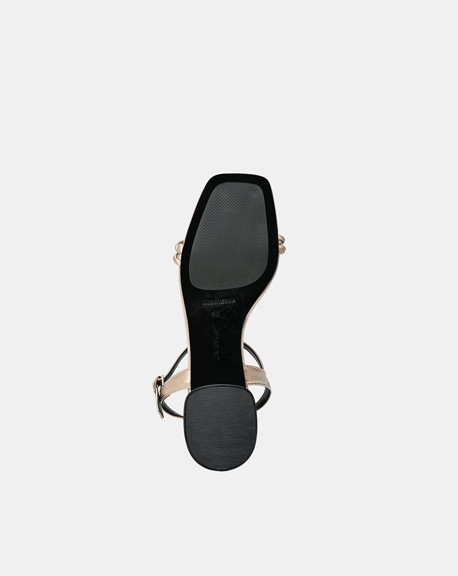 Giày Sandal Gót Thấp Phối Hai Quai Xoắn