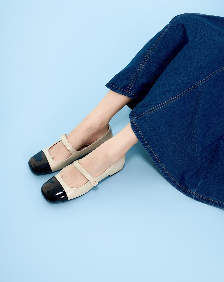 Giày Búp Bê Búp Bê Phối Toe Cap