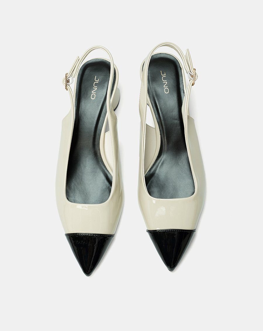 Giày Cao Gót Slingback Mũi Nhọn Phối Toecap