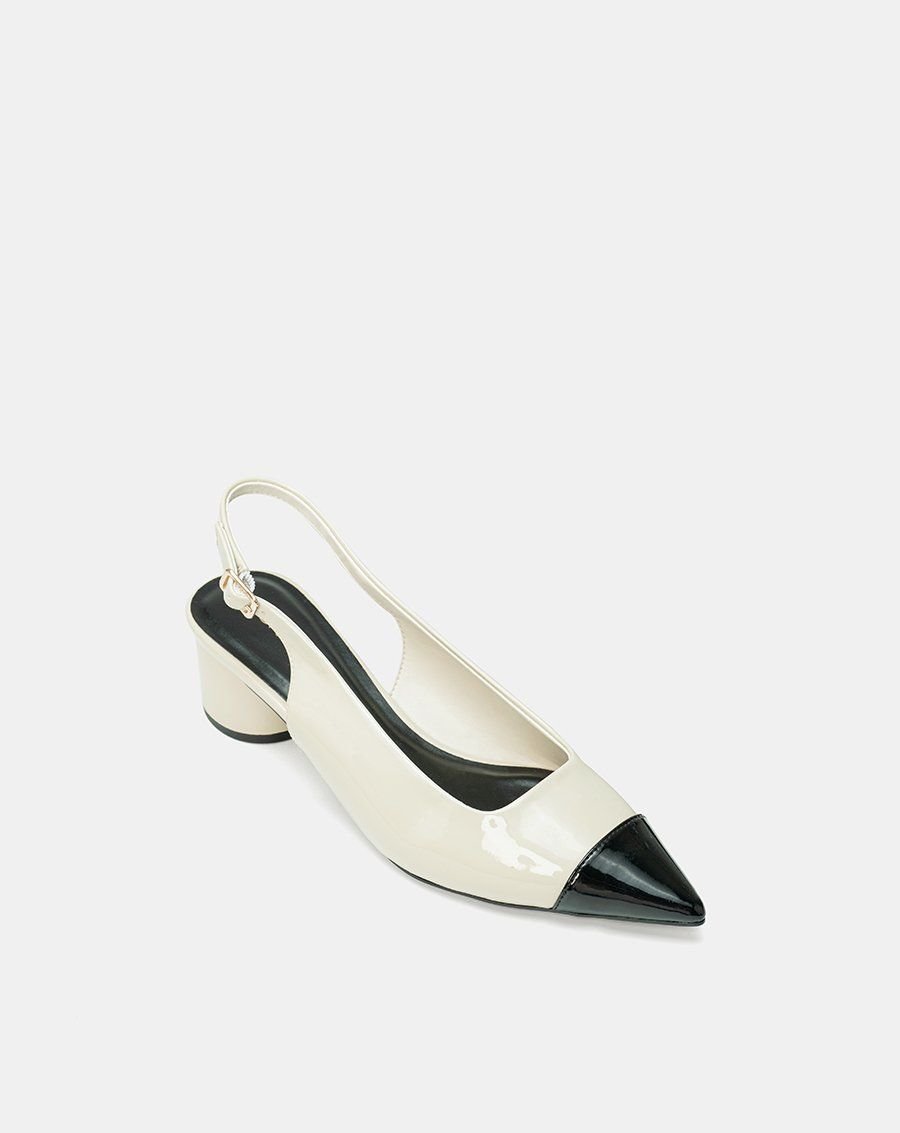 Giày Cao Gót Slingback Mũi Nhọn Phối Toecap