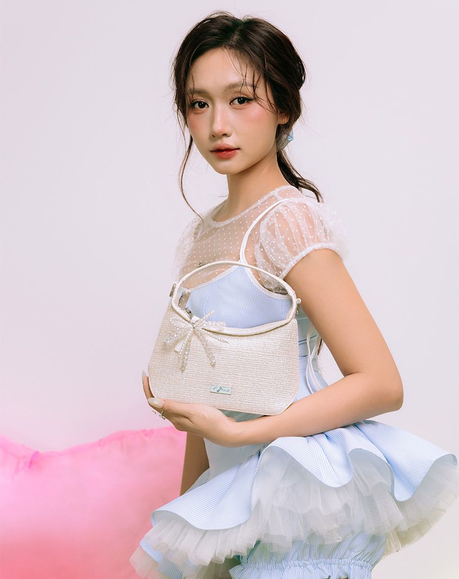 Túi Xách Nhỏ Top Handle Trang Trí Charm Nơ